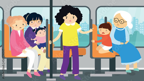 Women with children on the bus
