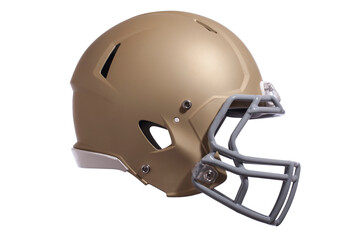 Gold football helmet isolated on white