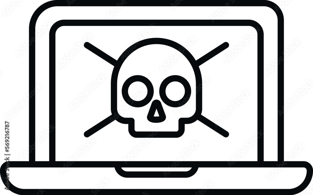 Threat laptop icon outline vector. Security alert. Notification alert Threat laptop icon outline vector. Security alert. Notification alert