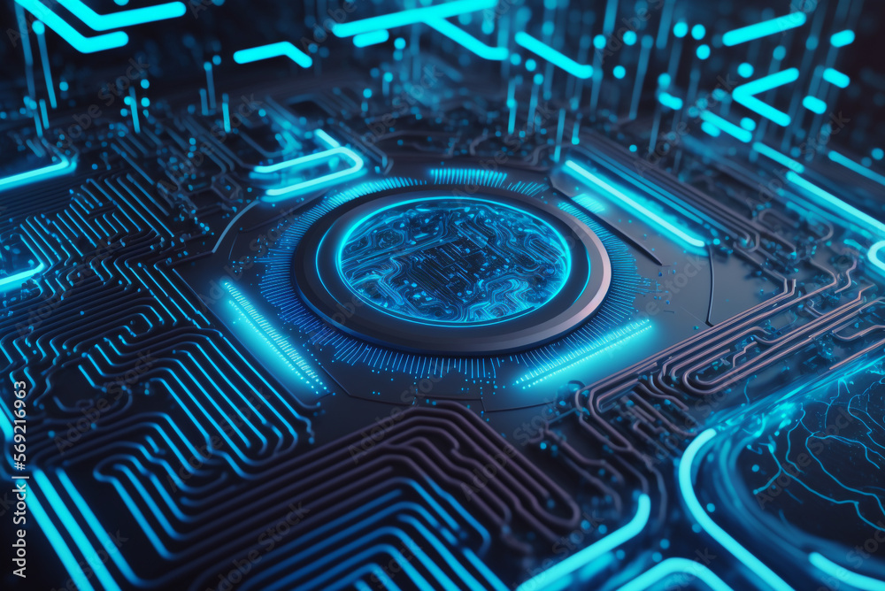 Fantasy motherboard with CPU. Fictional. Created with Generative AI ...