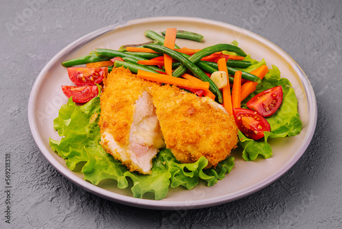 breaded chicken breast with cheese inside