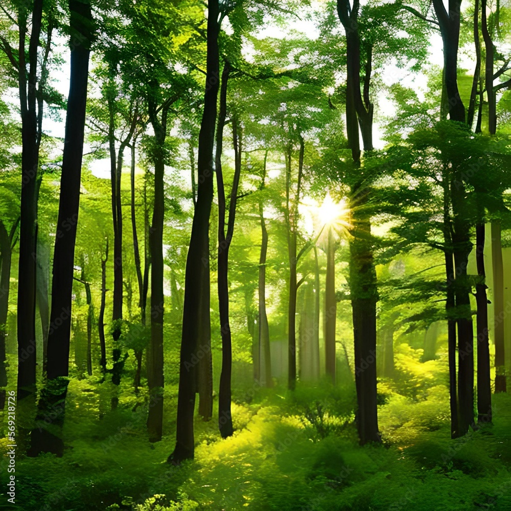 Fototapeta premium morning in the woods | Generate IA