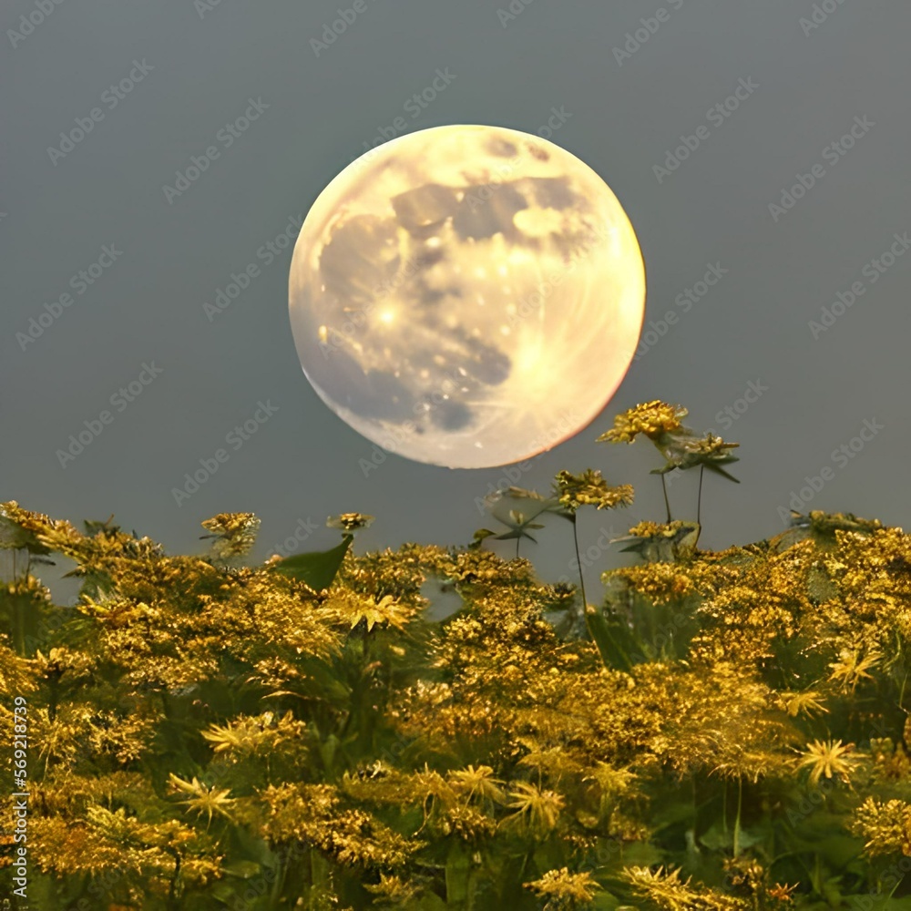 full moon over the forest with clouds | Generate IA