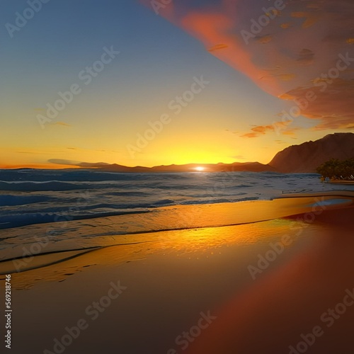 sunset at the beach   Generate IA © Douglas