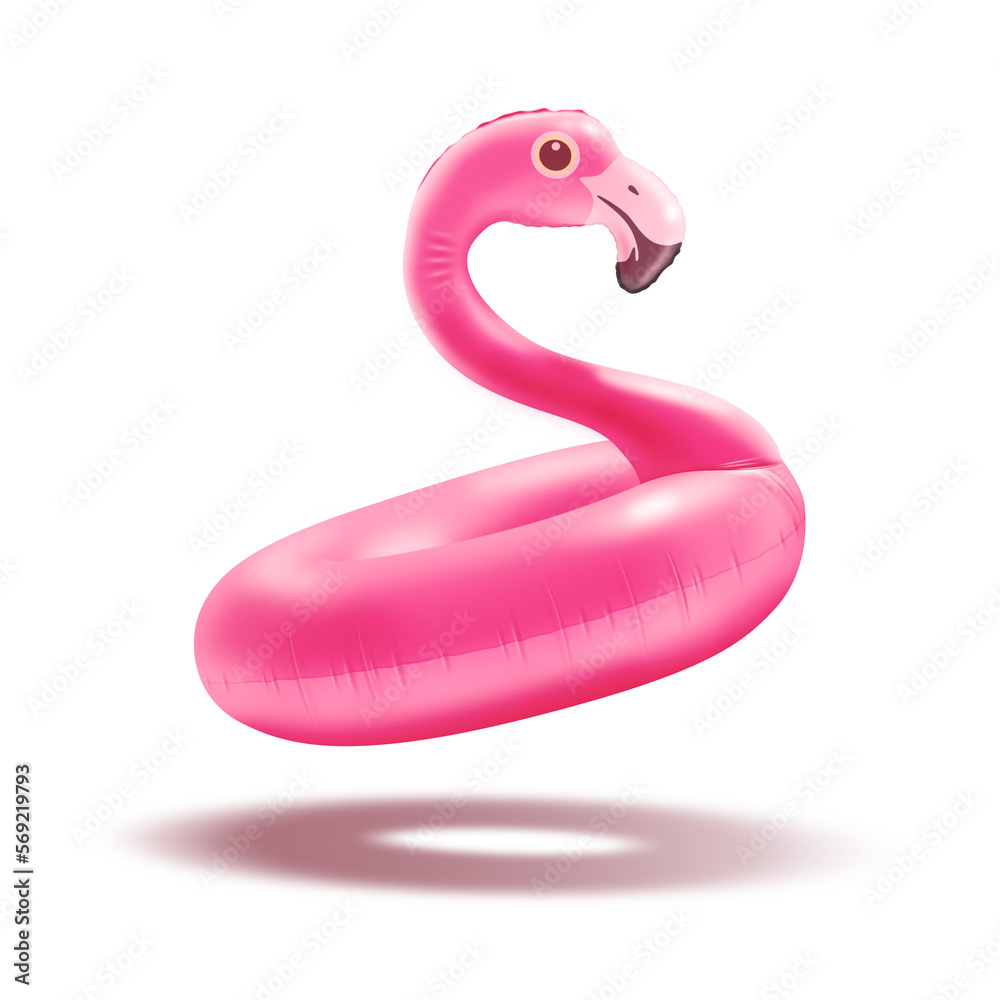 Cute inflatable pink flamingo toy - obrazy, fototapety, plakaty 