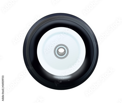 Steel wheel of shopping cart, realistic black and white, vector illustration
