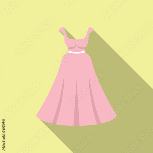 Mannequin wedding dress icon flat vector. Bride veil. Lady holiday