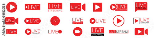 Live streaming icon set simple design