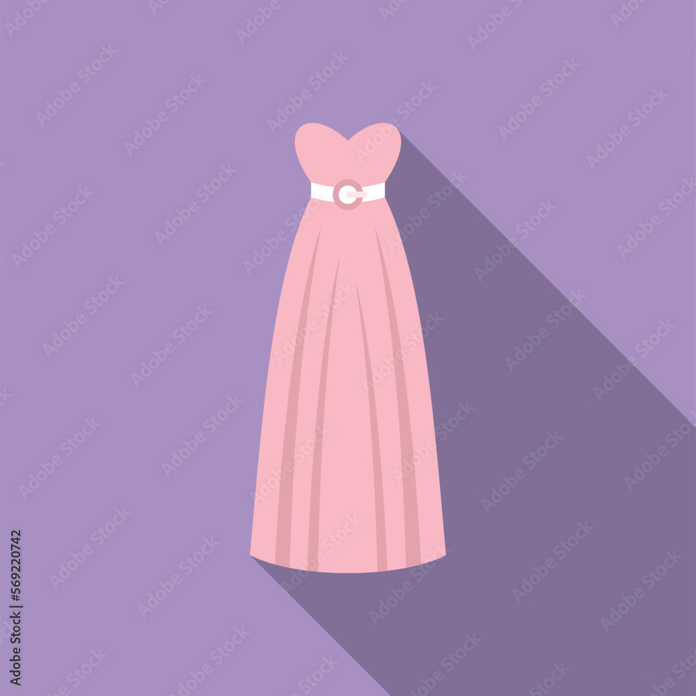Female wedding dress icon flat vector. White veil. Marriage shower Female wedding dress icon flat vector. White veil. Marriage shower