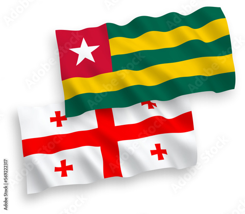 Flags of Togolese Republic and Georgia on a white background