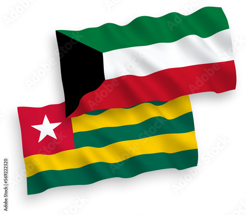 Flags of Togolese Republic and Kuwait on a white background