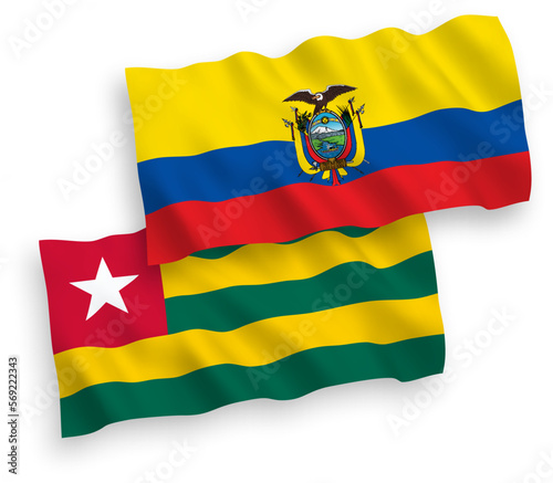 Flags of Togolese Republic and Ecuador on a white background