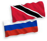 Flags of Republic of Trinidad and Tobago and Russia on a white background