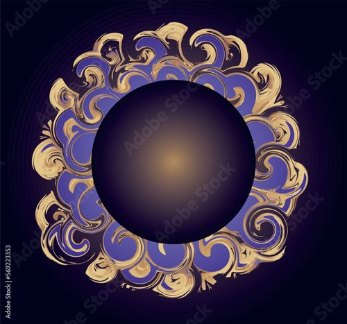 Beautiful round frame with a pattern. Vector file for designs.