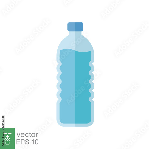 Water bottle icon. Simple flat style. Plastic bottle, drink, mineral, soda, juice, food and beverage package concept. Vector illustration isolated on white background. EPS 10.