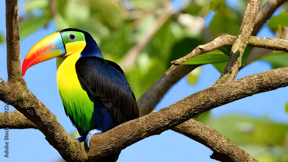 Fototapeta premium Keel-billed Toucan sitting on a tree branch
