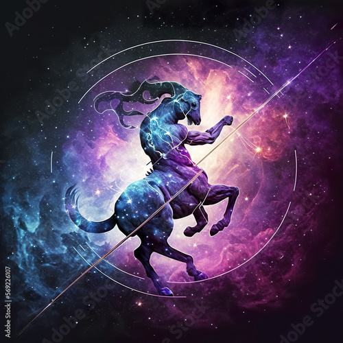 zodiac signs against space nebula background