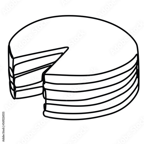 one contunuous line art hand drawn contour of delicious appetizing pastries, bakery one slice for decoration, emblem for confectionery,sweet shop,bakery in minimalist design