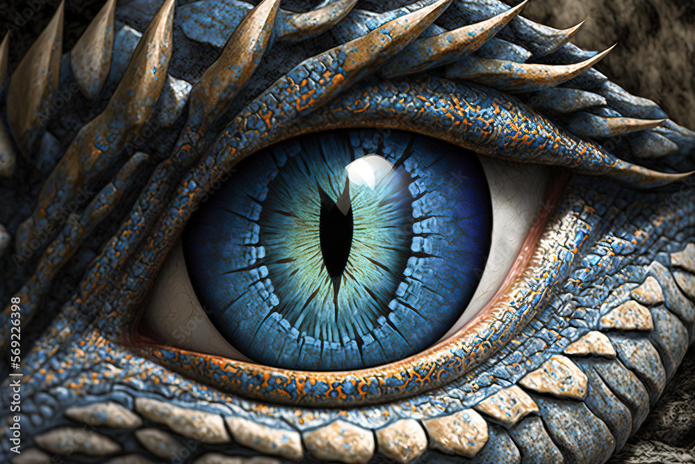 Eye Of The Dragon Dragon Eye Ball Abstract Blue Scales Close Up 
