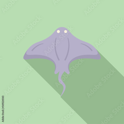 Sea stingray icon flat vector. Animal marine. Cute wing