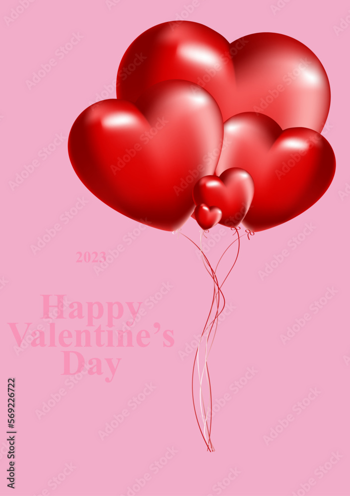 valentine's day poster. Vector illustration. 3d red hearts with place for text. Cute love banners, vouchers or greeting cards.
