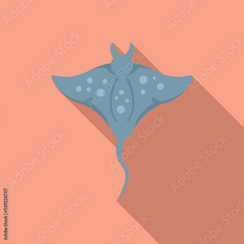 Ocean stingray icon flat vector. Fish animal. Water nature