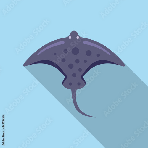 Marine stingray icon flat vector. Fish animal. Nature wildlife