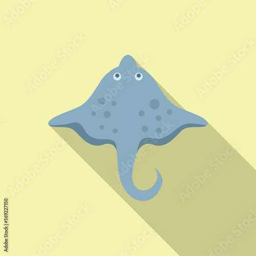 Wildlife stingray icon flat vector. Fish animal. Cute underwater