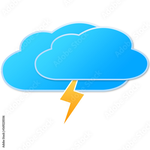 illustrazione con nuvole e lampi su sfondo trasparente photo