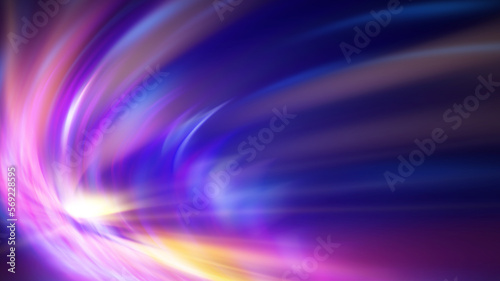 Dark fractal  abstract background. Bright neon lines  waves. Blurred laser shapes