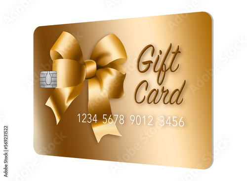 Here is a gold prepaid gift card with a bow made of golden ribbon.