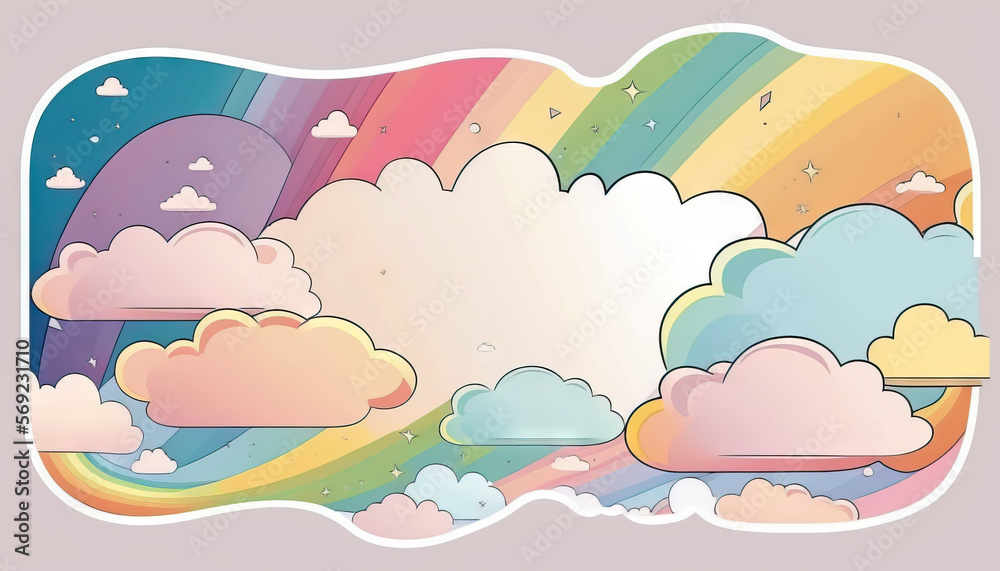 Copy space of pastel clouds frame abstract background. Generative AI Copy space of pastel clouds frame abstract background. Generative AI