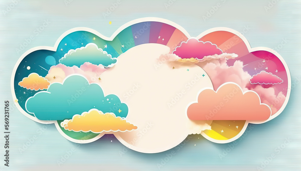 Copy space of pastel clouds frame abstract background. Generative AI