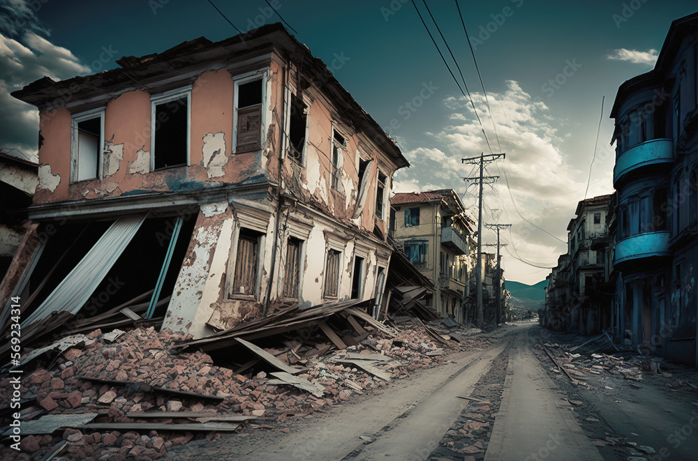 Generative AI photo illustration of Earthquake in Turkey and syria