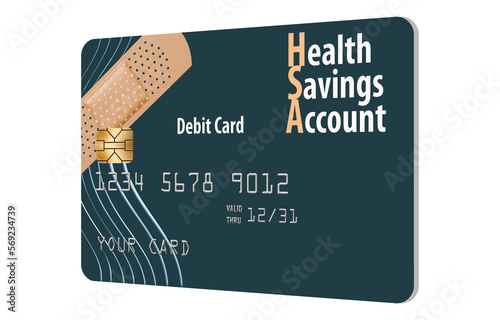 Here is a Health Savings Account debit card isolated on a transparent background.