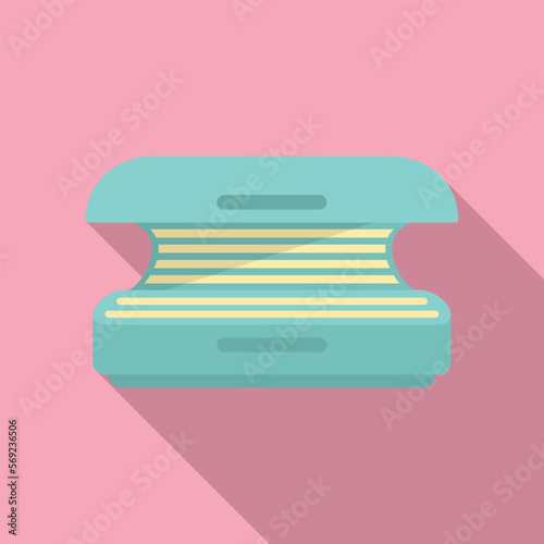 Horizontal solarium icon flat vector. Sun spa. Body sunlight