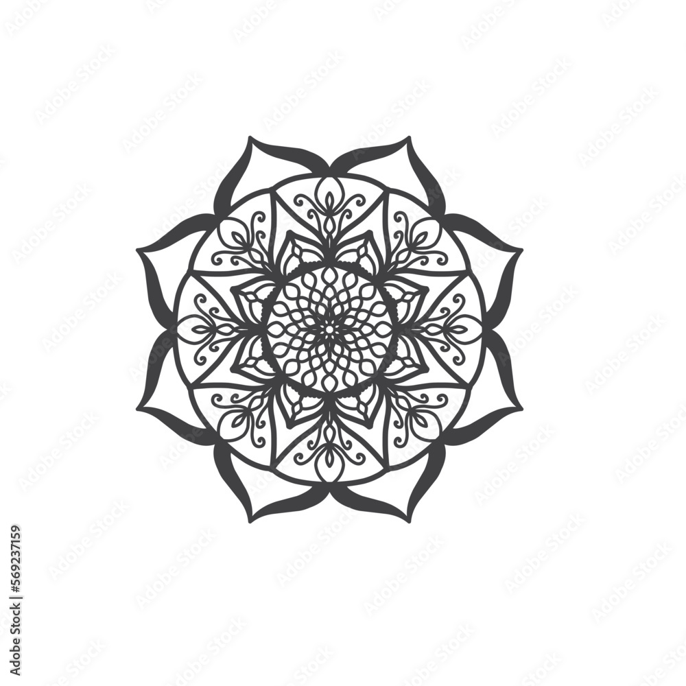 Circular pattern in mandala shape for Henna, Mehndi, tattoo, decoration. Decorative ornament in ethnic oriental style. Coloring book page. Circular pattern in mandala shape for Henna, Mehndi, tattoo, decoration. Decorative ornament in ethnic oriental style. Coloring book page.
