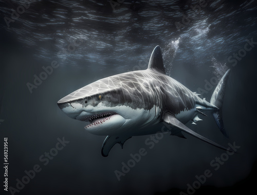 great white shark, generated with AI tools