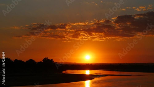 Cinematic time lapse of sunrise in Zambia over Luangwa River