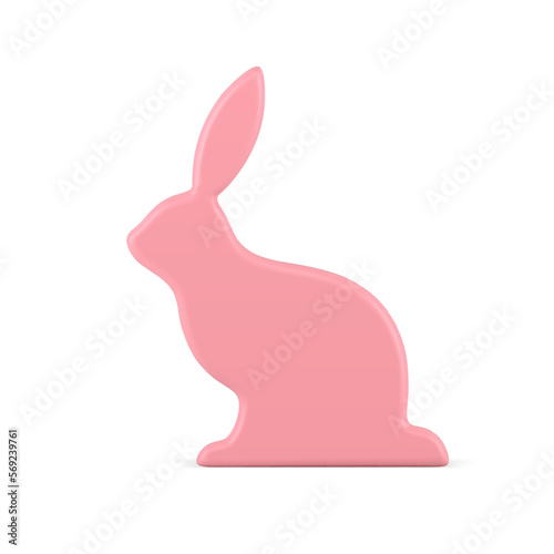 Pink Easter rabbit ceramic bauble festive holiday statuette hare with long ears 3d icon vector © provectors