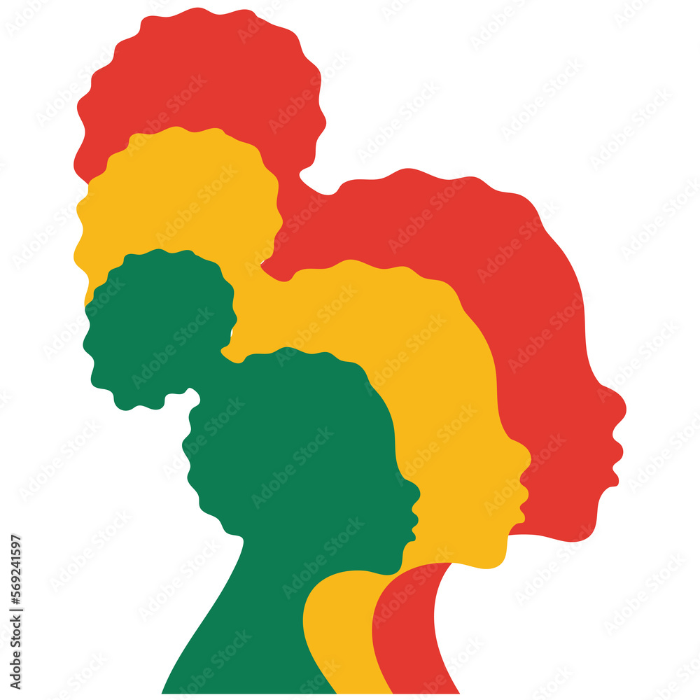  Vector african,american woman with curly hair. Hand draw afro female hairstyle silhouette.Black history month. African American History.