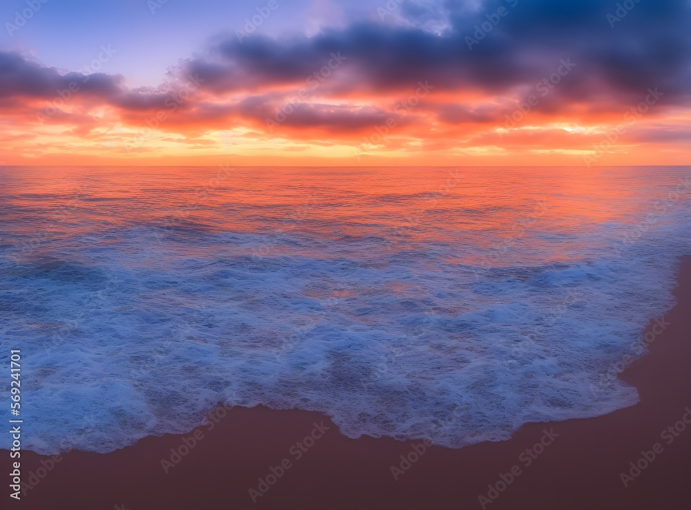 sunset over the sea created with Generative AI technology