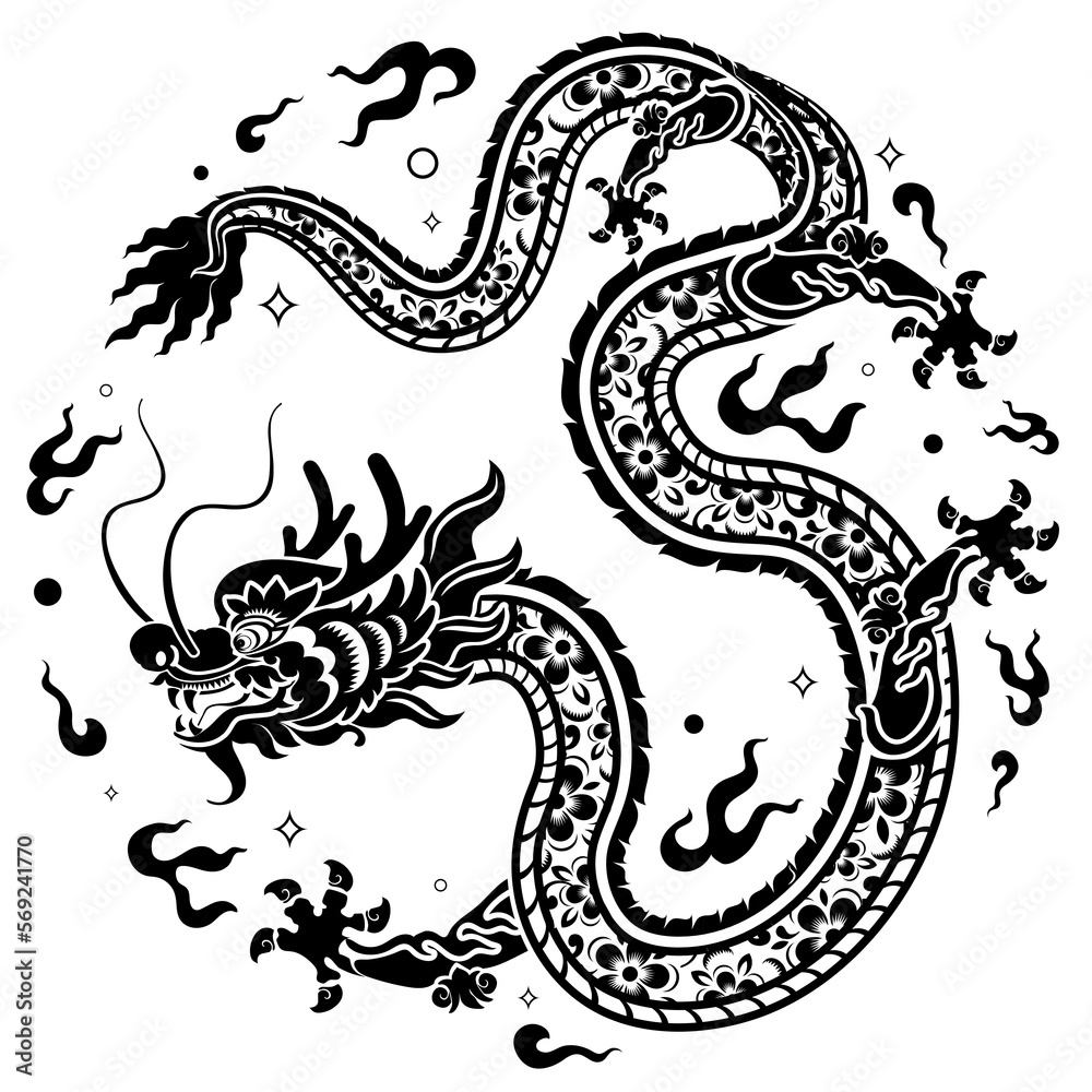 Happy chinese new year 2024 the dragon zodiac sign with flower,lantern