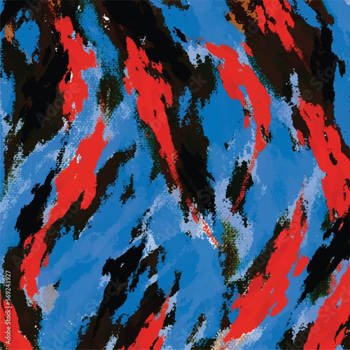 Blue, black, and red brush stroke textured vector background isolated on square template for social media template, paper and textile scarf print, wrapping paper, poster.