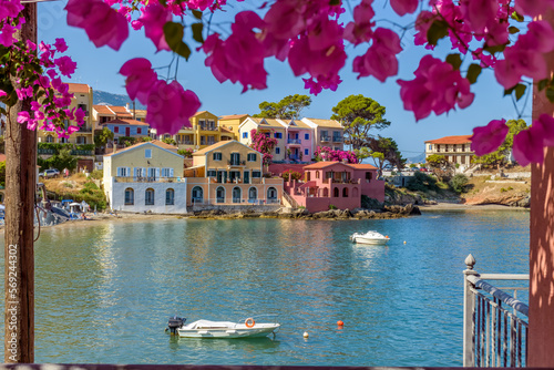 View of the beautiful Assos village in kefalonia island, ionian, west Greece.