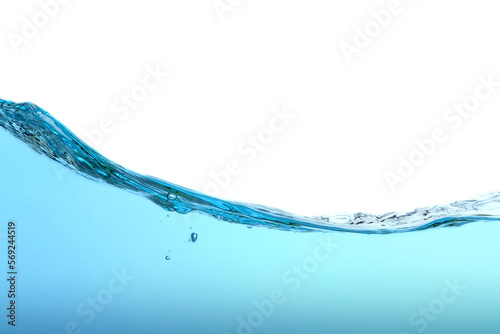 Water surface movement. white background. Close-up view.