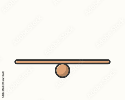An empty blank wood see saw balance scale on white background.