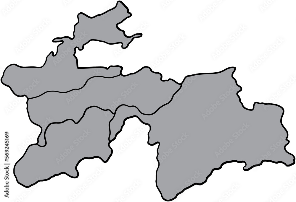 Obraz premium doodle freehand drawing of tajikistan map.