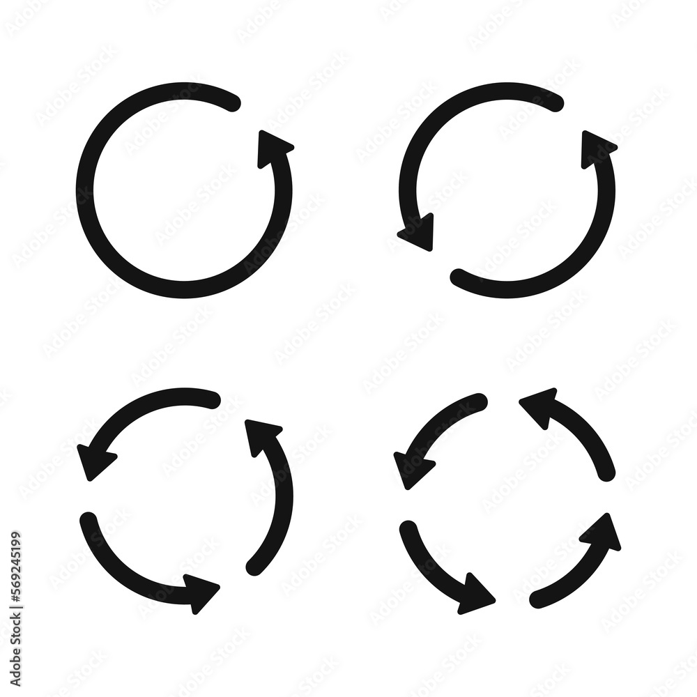 Set of circle arrows vector. Arrow rotation symbol Set of circle arrows vector. Arrow rotation symbol