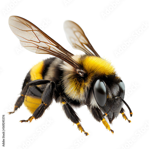Fotografia, Obraz honey bee standing isolated on transparent background cutout